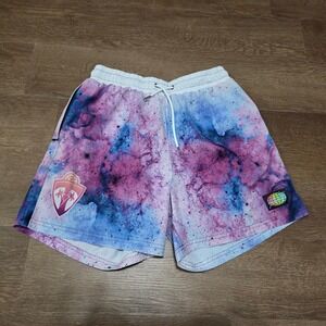 Slunks Mens Galaxy Nebula Athletic Shorts Purple Blue Inseam 5.5 Size M